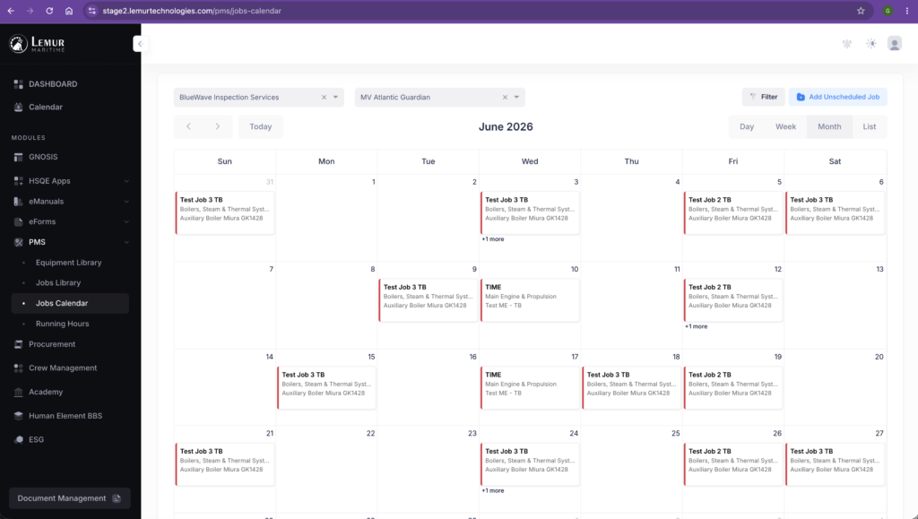 Jobs Calendar