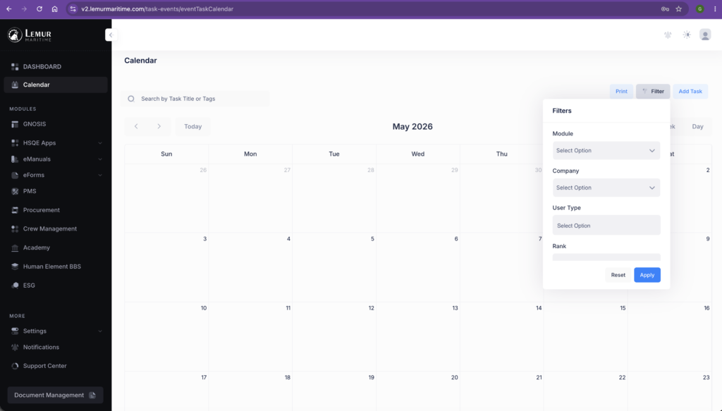 Tasks Calendar